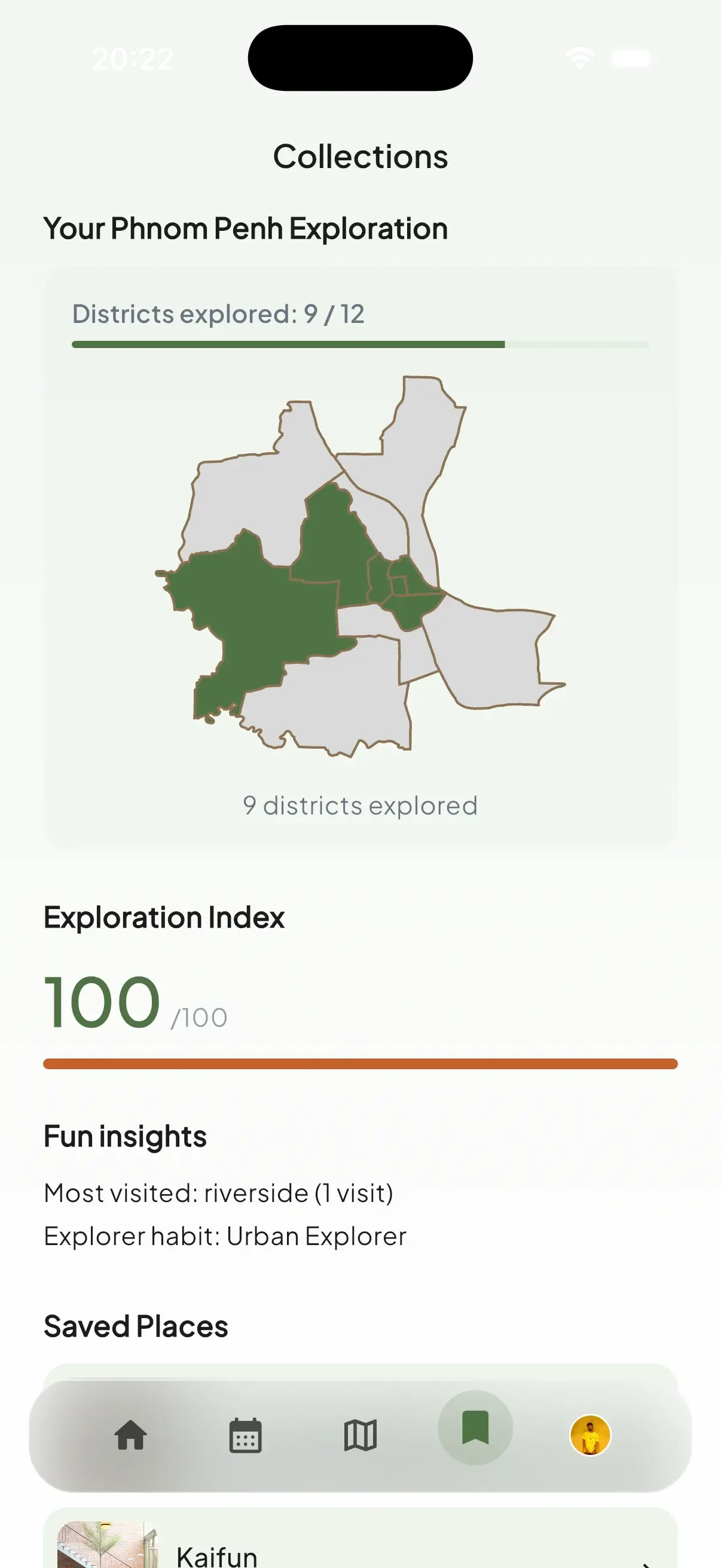 NomNote collections and saved places