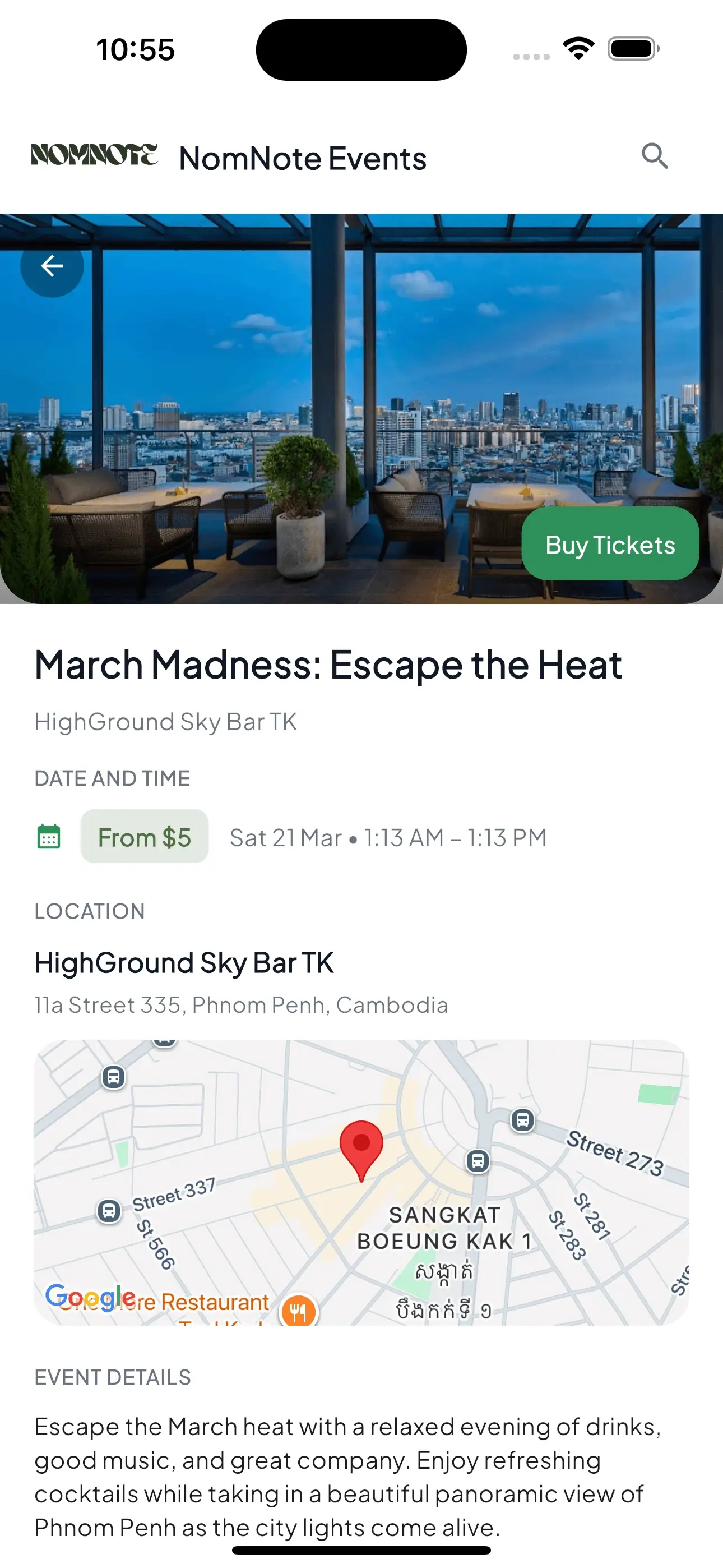 Event details in NomNote