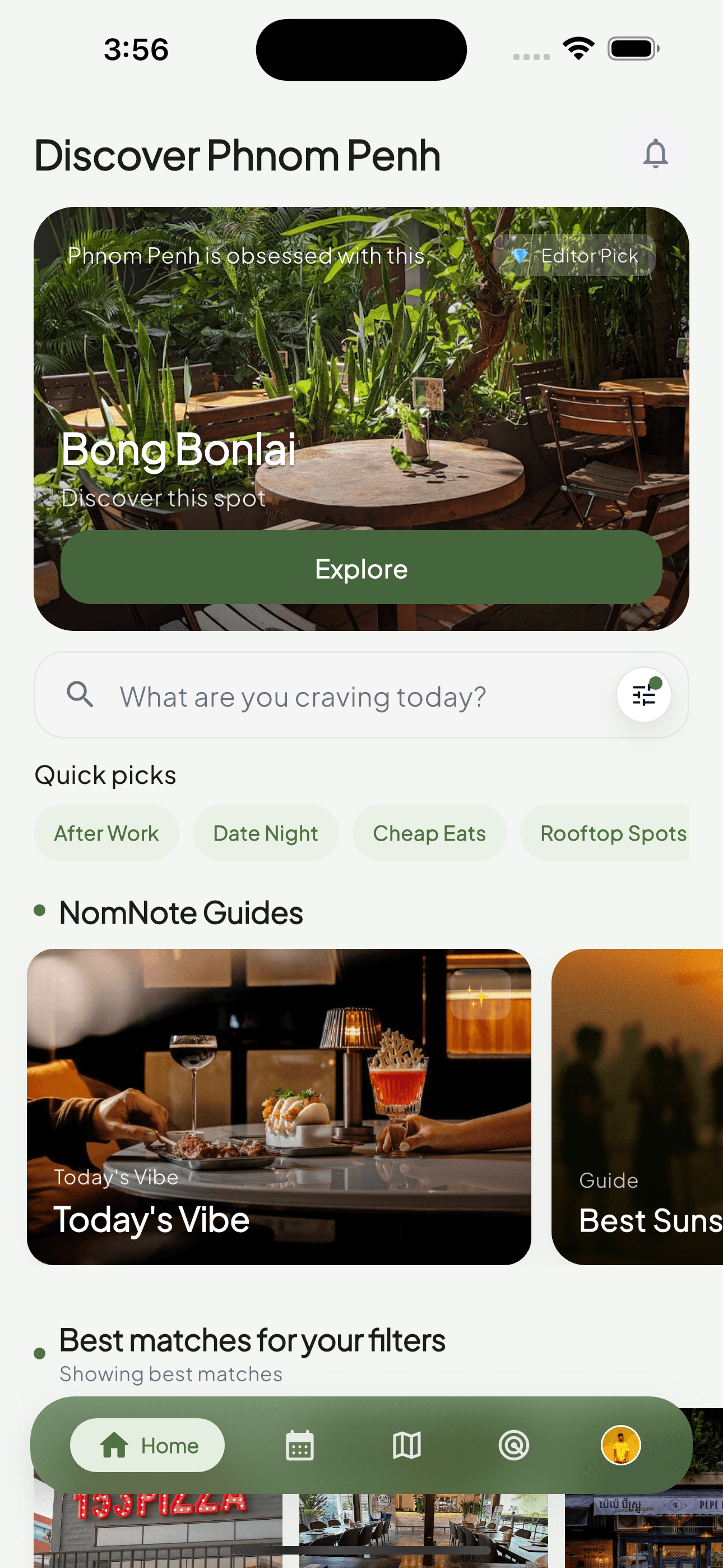 NomNote app home feed