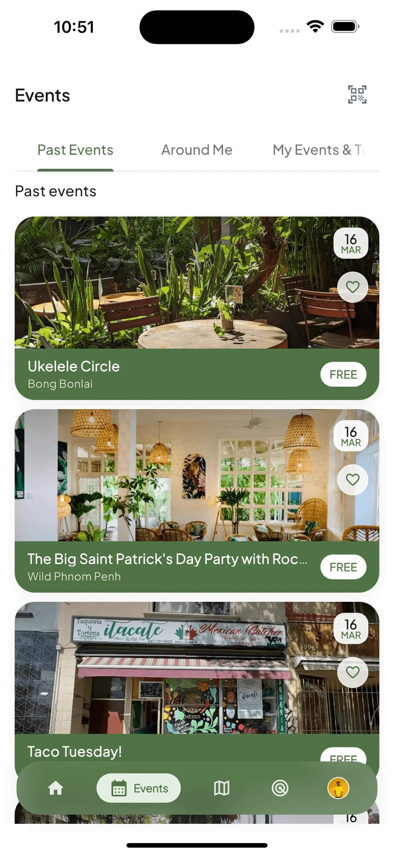 Past events at your venue in NomNote