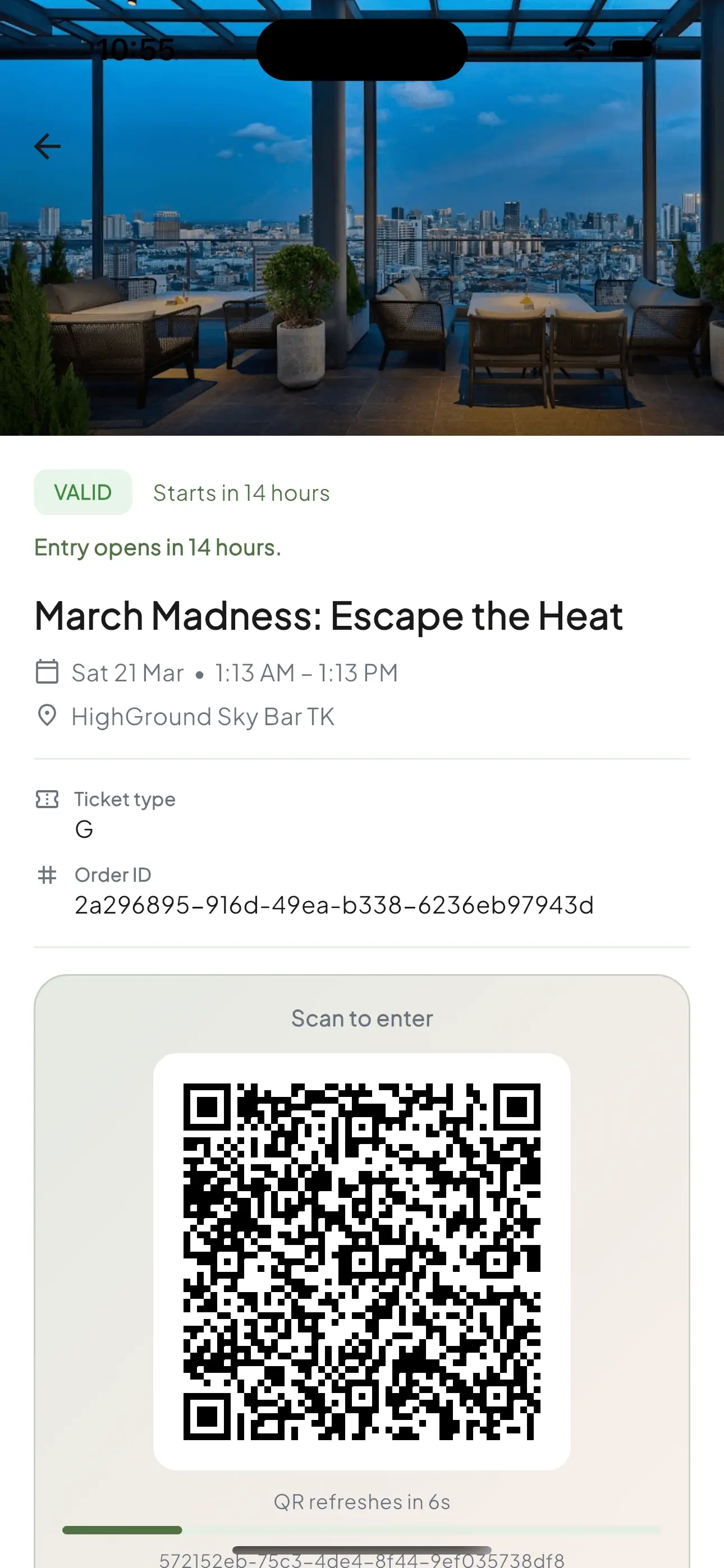 In-app ticket and event details