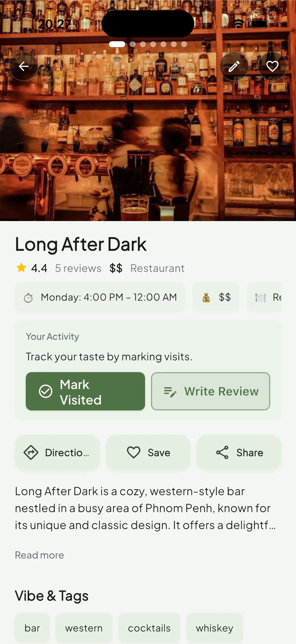 NomNote venue profile and listing